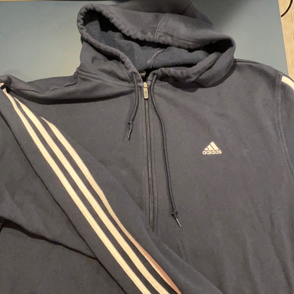 Classic Adidas 3 Stripe Zip-Up Hoody Size XL